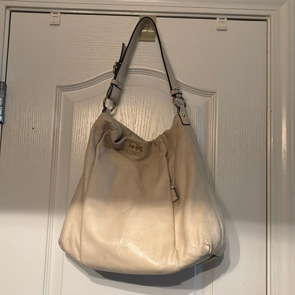 Coach Isabella Madison Light Milk Leather Shoulder Bag, Hobo Bag Used Condition - Picture 1 of 9